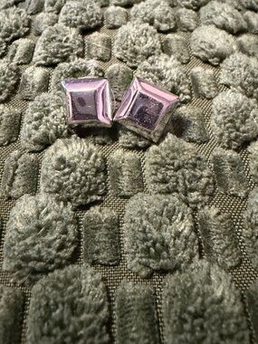 Silver-Tone Square Stud Earrings - Polished Metallic Silver